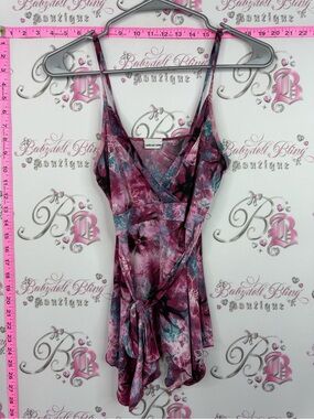 Pelican cove tank top tie Floral Surplice Tie-Front Cami - Pink Teal Black